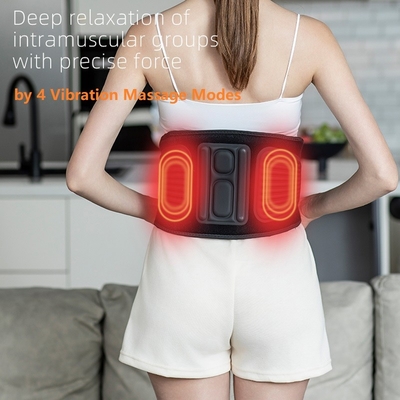 Rechargeable Waist Massage Belt Hot Wave Lumbar Support Vibration Red Light Therapy